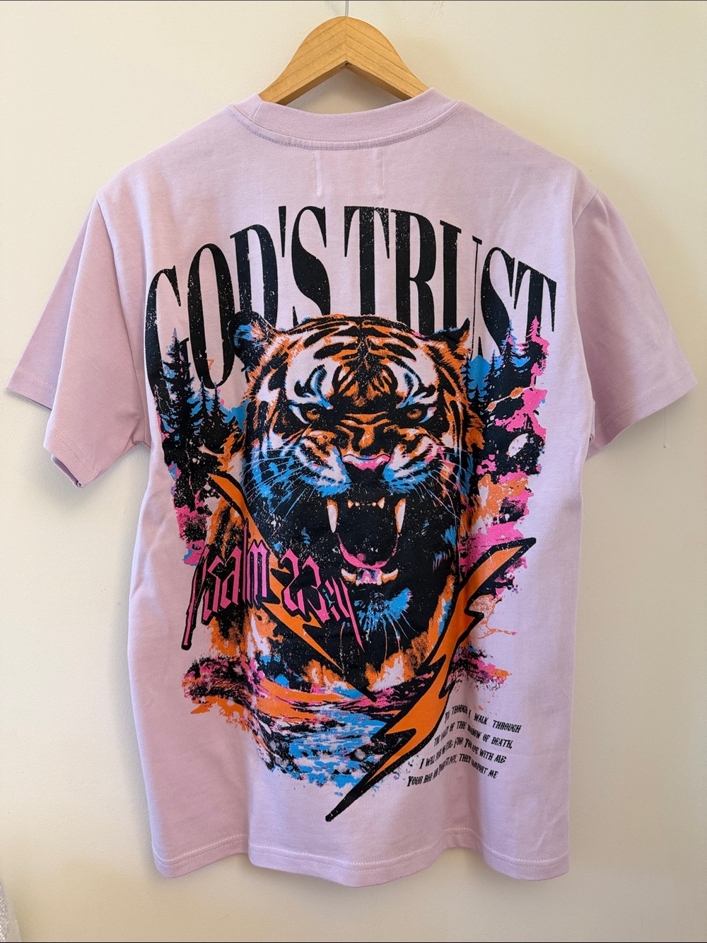 Embroidered 'TRUST GOD' Tee - Lavender